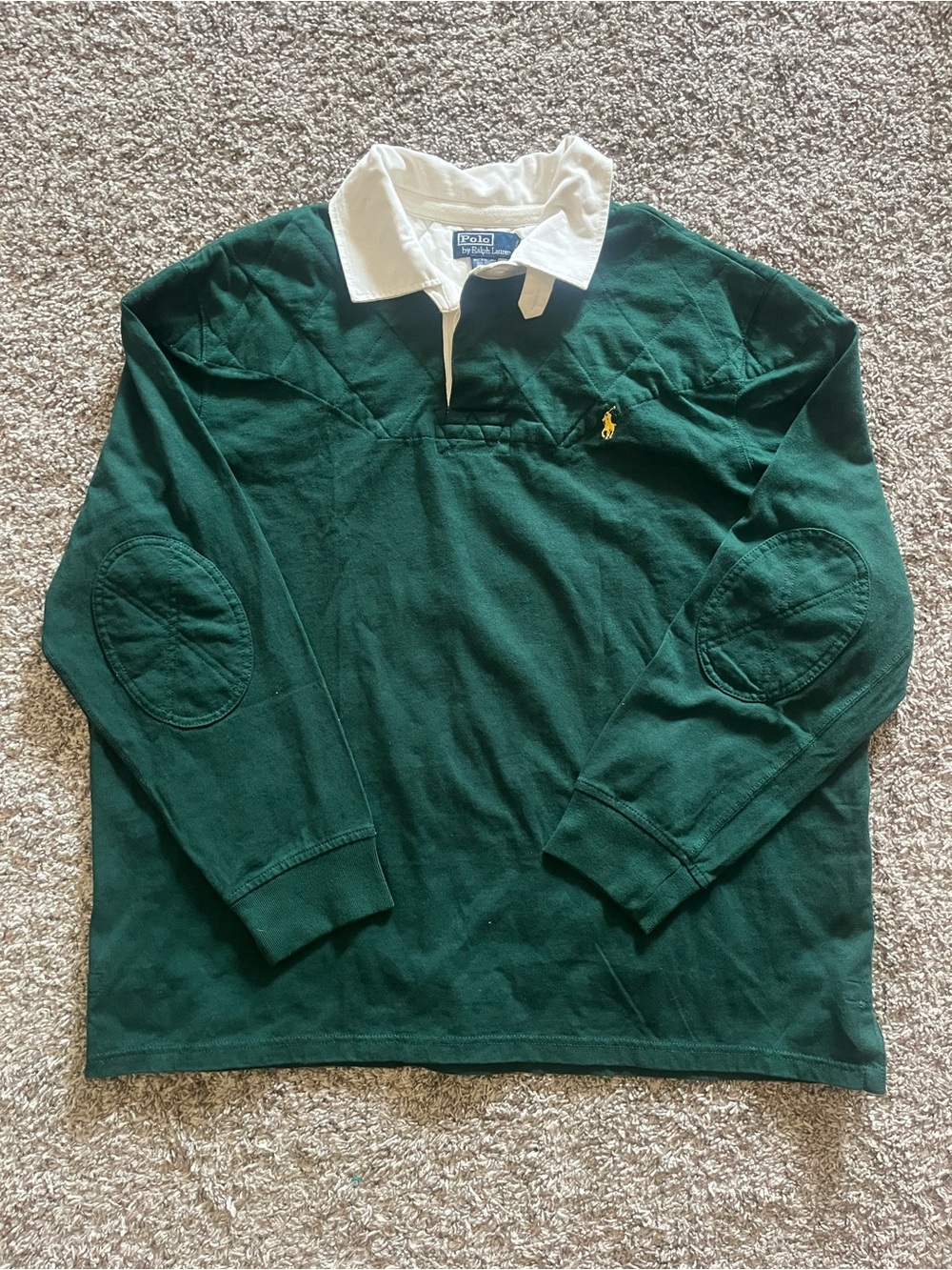 Polo by Ralph Lauren Dark Green Rugby Shirt with White Collar